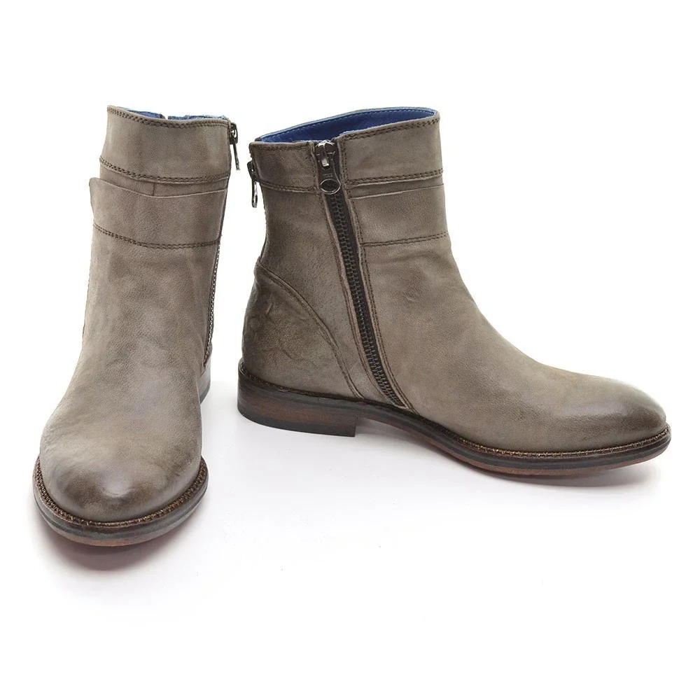 Stefano Castelli Gray Leather Back Zip Boots 36 New